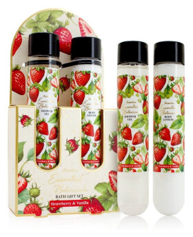 Set koupelový ESSENTIAL BOTANICALS v dárkové krabičce Jahoda a vanilka 2x 60ml
