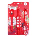 Dortisimo Cukrářská sada stěrka, váleček a šlehací metla červená s vánočním motivem (3 ks)