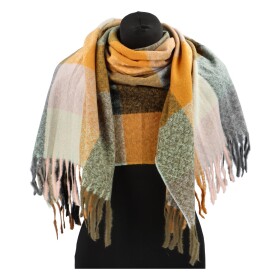 Hravá dámská šála ze 100% viskózy Elena, světle zelená se žlutou