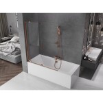 MEXEN/S - Velar Dvoukřídlá posuvná vanová zástěna 130 x 150, transparent, růžové zlato 896-130-000-01-60
