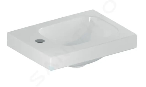 GEBERIT - iCon Umývátko 380x280x130 mm, bez přepadu, otvor pro baterii vlevo, KeraTect, bílá 501.831.00.2