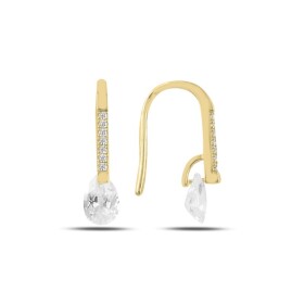 LUNICA Stříbrné visací náušnice ZLATÁ KAPKA 0484