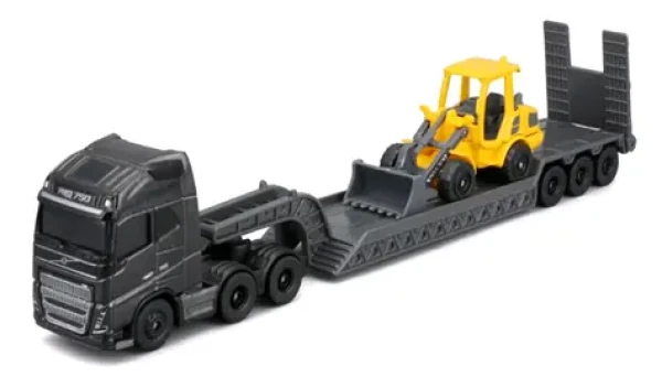 Maisto Mini pracovní stroje - Sada tahače Volvo FH16 s přívěsem + Volvo L25H