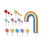 Dortisimo Zápich do dortu Modro-červená duha s hvězdami a koulemi (26 ks)