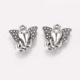 Kovový přívěsek - starostříbrný - slon - 16 x 15 x 4 mm - 1 ks