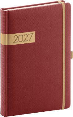 NOTIQUE Diář 2027: Twill - bordózlatý, denní, 15 x 21 cm