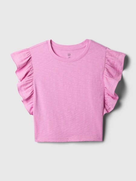 Růžový holčičí crop top volánky GAP