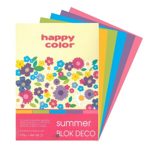 Barevné papíry A4 170g, 5 barev SUMMER, 20ls