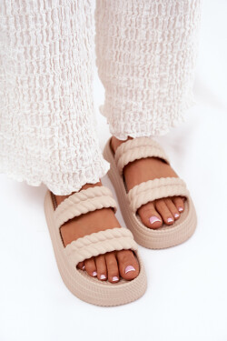 Pěnové Lehká Dámská Klapky Na Platformě S.Barski ZK51-001 Béžové 38