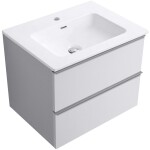 CERANO - Koupelnová skříňka Velora - bílá matná, úchytka chrom + keramické umyvadlo Novo - bílá lesklá - 71x54,5x46,5 CER-979880