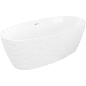 MEXEN/S - Olea volně stojící vana vzor 170 x 80, bílá, sifon a přepad nikl kartáčovaný 52821708000-97