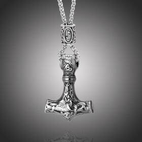 Pánský náhrdelník Thórovo kladivo - MJOLNIR - na výběr 24 run, Jera