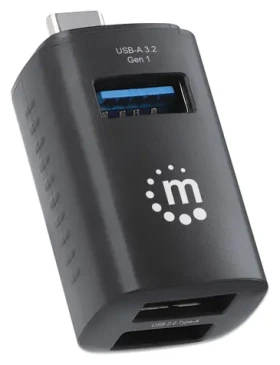 Manhattan 3-Port USB-C Hub černá / USB hub / USB-C / 2x USB 3.2 Gen 1 Type-A / 1x USB 2.0 / 5 Gbps (180993)