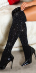 Dámské nadkolenky se třpytkami SH105 černé - In-Stylefashion UNI