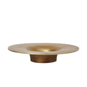 Ferm Living Kovový svícen Soothe Brass Finish Ø 16 cm, zlatá barva, kov