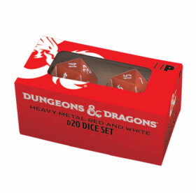 Sada kostek Ultra Pro Dungeons & Dragons Heavy Metal Red and White D20 - 2 ks