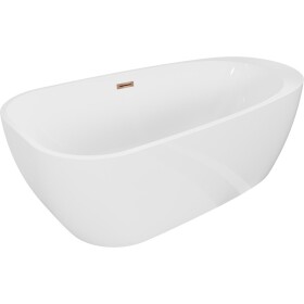 MEXEN/S - Giada volně stojící vana 170 x 90, bílá lesk, sifon a přepad růžové zlato 52741709000-60
