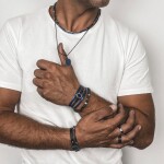 Pánský náramek s modrým Lapis Lazuli Antonio - chirurgická ocel, 21 cm Modrá