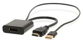 Nedis adaptér HDMI - DisplayPort černá / HDMI(M) - DisplayPort(F), USB-A / 4K 30Hz / Pozlacené (CCGB34300BK02)