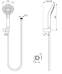 IDEAL STANDARD - IdealRain Evo Set sprchové hlavice Diamond 115, hadice s ruční sprchou, 3 proudy, chrom B2405AA