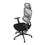 Kancelářská židle, šedá síťovina, černý plast, kolečka na tvrdé podlahy