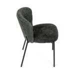 Židle jídelní, zelená látka, černé kovové nohy.