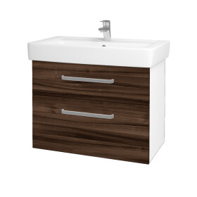 Dřevojas - Koupelnová skříňka Q MAX SZZ2 80 - N01 Bílá lesk / Úchytka T01 / D06 Ořech 60278A