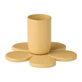 Ib Laursen Kovový svícen Flower Cafe Cream 4,5 cm, žlutá barva, kov