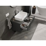 MEXEN/S - Rivel koupelnová skříňka pod umyvadlo 90 cm s deskou, 2 zásuvky, reliéf , grafit mat 91A20-09047-2-BFFC66