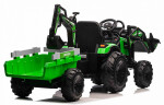 Mamido Dětský elektrický traktor bagr s přívěsem Strong RC EVA kola 12V10Ah zelený