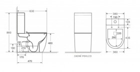 HOPA - Kombi WC ARCO RIMLESS s FLAT sedátkem Soft-close OLKLT2157AR