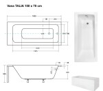 BESCO - Obdélníková vana TALIA - Nožičky k vaně - S nožičkami, Rozměr vany - 150 × 70 cm VANTAL15+OLVPINOZ