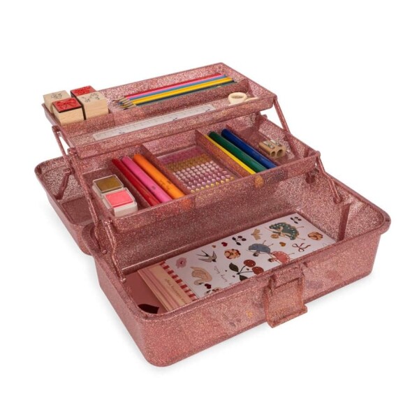 Konges Sløjd Kreativní sada pro děti v úložném boxu Caddy Pink, zelená barva