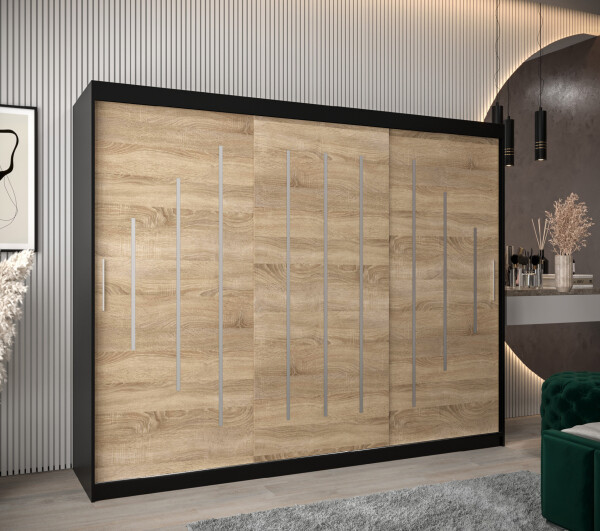 Šatní skříň Abi Y0 Barva korpusu: Černá, Rozměry: 250 cm, Dveře: Dub sonoma
