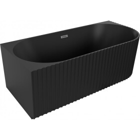 MEXEN/S - Gia volně stojící rohová vana reliéf levá 150 x 75, černá mat, sifon a přepad grafit metal 52701507571L-95