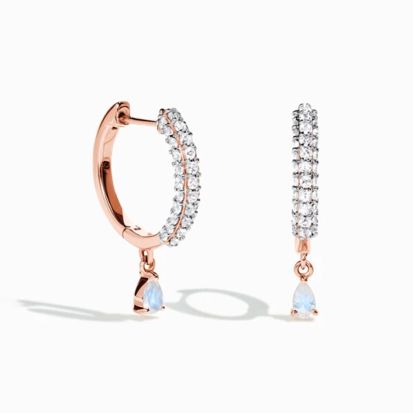 Royal Fashion náušnice 14k zlato Vermeil GU-DR23087E-ROSEGOLD-MOONSTONE-TOPAZ