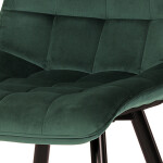 Jídelní židle, potah v zeleném sametu, kovové podnoží v černé práškové barvě