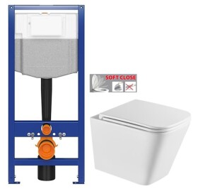 AKCE/SET - CERSANIT předstěnový instalační systém bez tlačítka + WC INVENA FLORINA /VÍROVÉ SPLACH/ WITH SOFT, včetně soft/close sedátka K97-526 X FL1