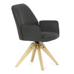 Židle jídelní s područkami, černá látka, nohy z jasanu, otočná P90°+ L 90° s vratným mechanismem - funkce reset