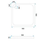 REA/S - Sprchová akrylová vanička Belmond White 90x90 Krytka kartáčovaná měď KPL-04371