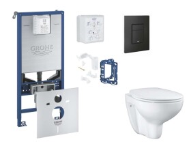 GROHE - Rapid SLX Set předstěnové instalace, klozetu, sedátka SoftClose, tlačítka Even a sady pro vhazování tablet, phantom black SANI11BB5125