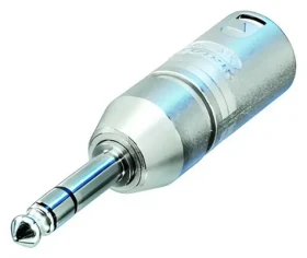 Neutrik XLR adaptér stříbrná / XLR 3kolíková zástrčka / Jack 6.35 mm stereo / poniklovaný (NA3MP)