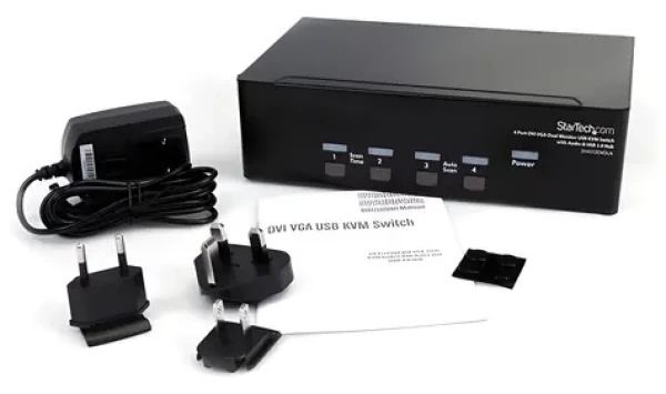 StarTech DVI VGA KVM přepínač černá / KVM přepínač / DVI / VGA / USB / max. 1920 x 1200 px / 5 portů (SV431DDVDUA)