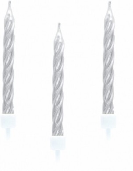 Dortové svíčky stříbrné 10ks s držáky