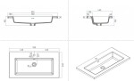 Kielle - Meara Skříňka s umyvadlem 90 cm, beton/matná černá 50026S905