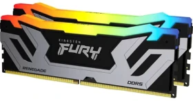 Kingston FURY Renegade RGB černá-stříbrná / Operační paměť / DDR5 / 48GB (2x24GB) / 8400 MHz / CL40 / CUDIMM / XMP (KF584CU40RSAK2-48)