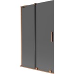 MEXEN/S - Velar L dvoukřídlá posuvná vanová zástěna 110 x 150, grafit, měď kartáčovaná 896-110-003-41-65