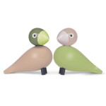Kay Bojesen Dřevěný ptáček Lovebirds Light Green / Rose – set 2 ks, zelená barva, dřevo