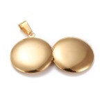 Přívěsek - nerezový otvírací medailonek - kulatý - pozlacený 18K zlatem - 20 mm - 1 ks