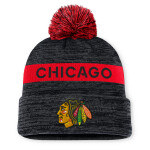 Fanatics Pánská Zimní Čepice Chicago Blackhawks Authentic Pro Rink Beanie Cuff With POM